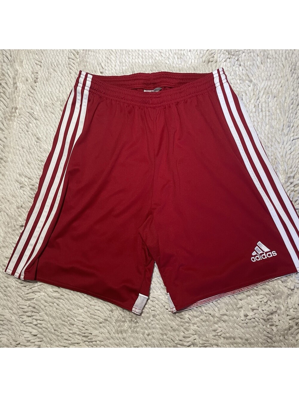 Adidas Climacool Striped Shorts Red White Size M Logo Mesh